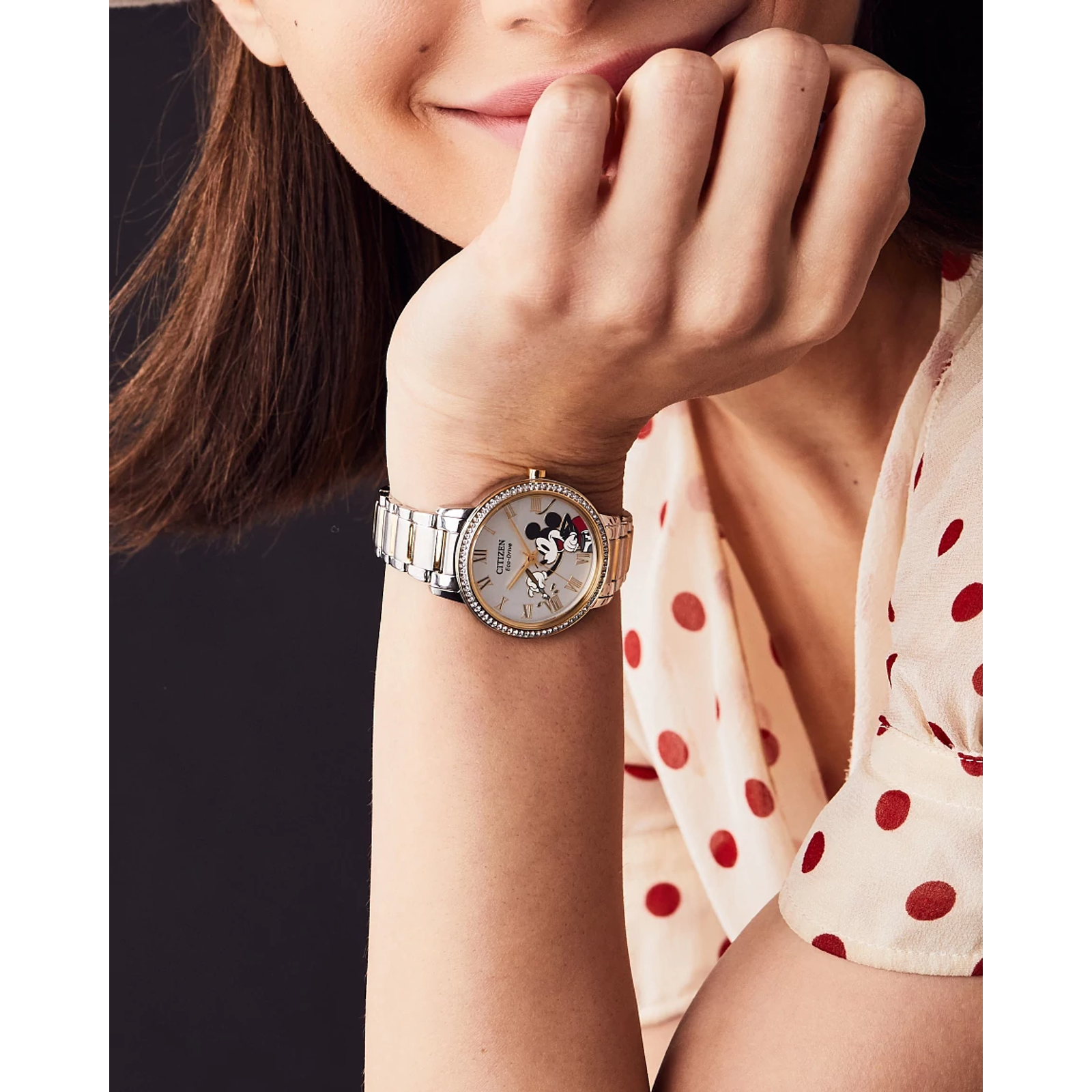 Reloj Citizen Plateado Mickey Crystal Disney FE7044-52W | Elegancia relojería